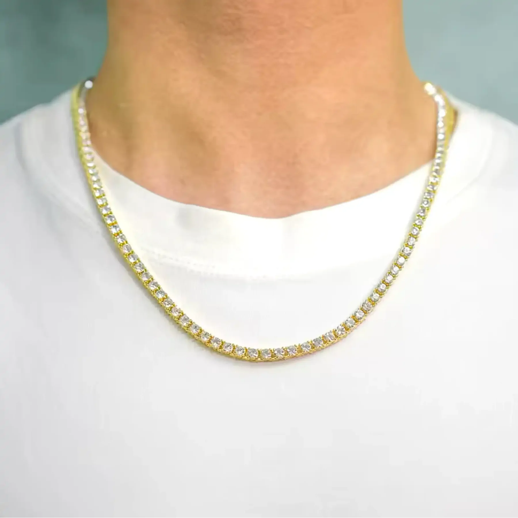 3mm gold tennis chain for men