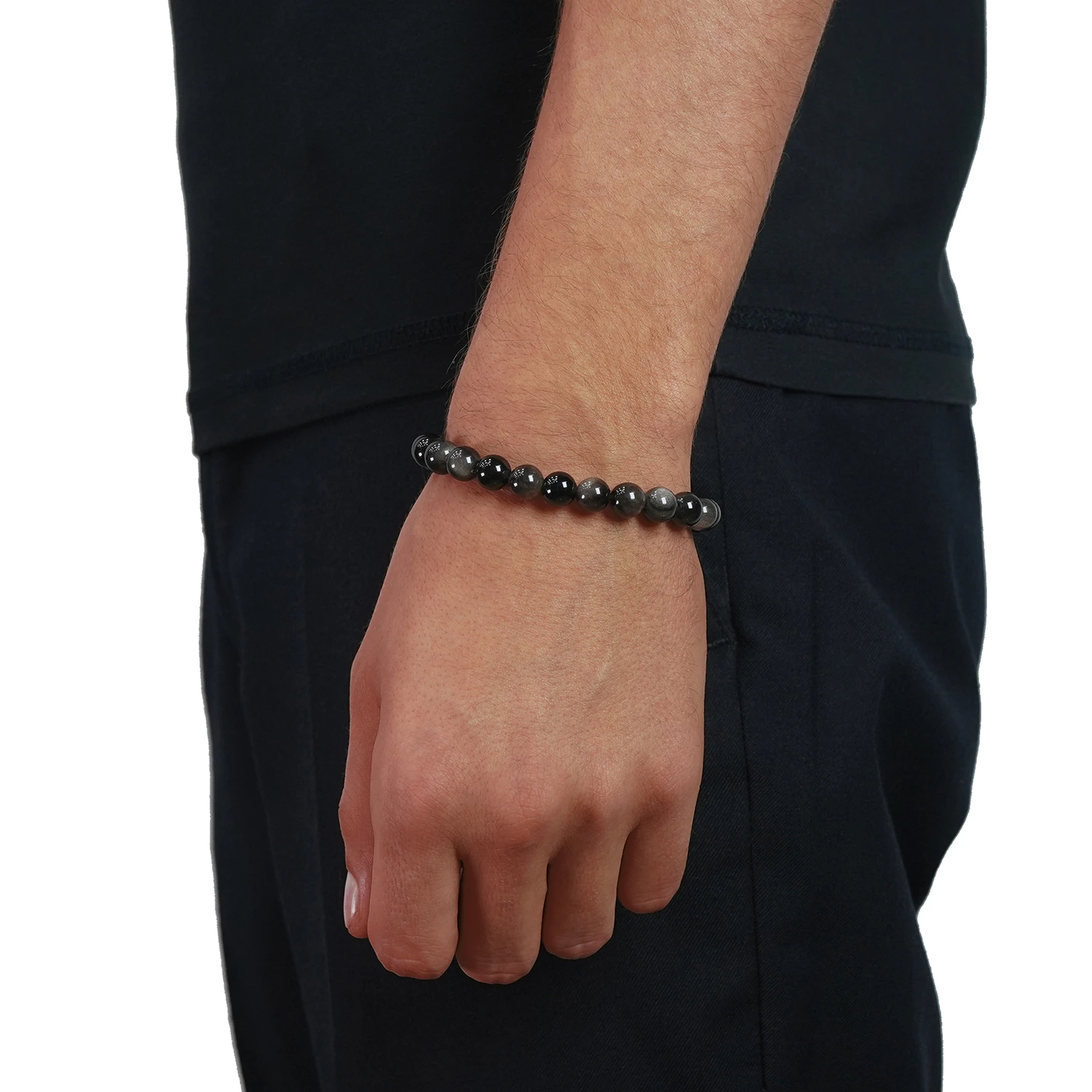 obsidian bead bracelet