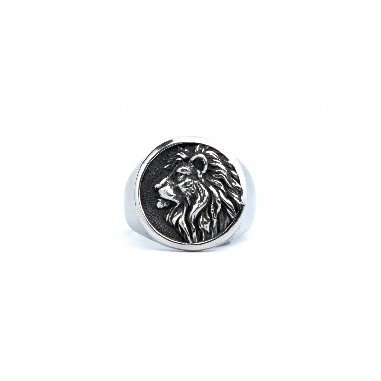 silver lion ring signet