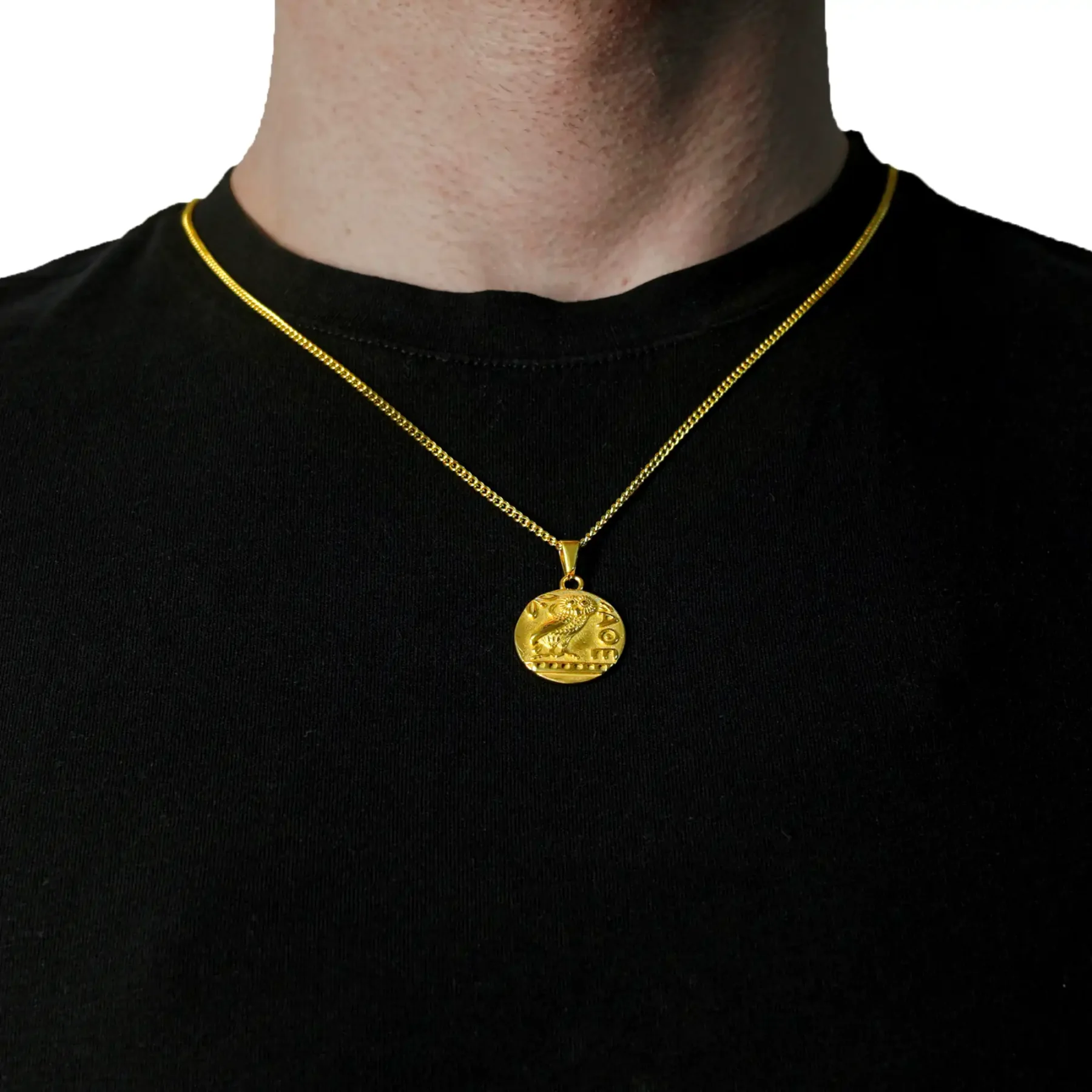 Gold Athena Greek Owl Necklace