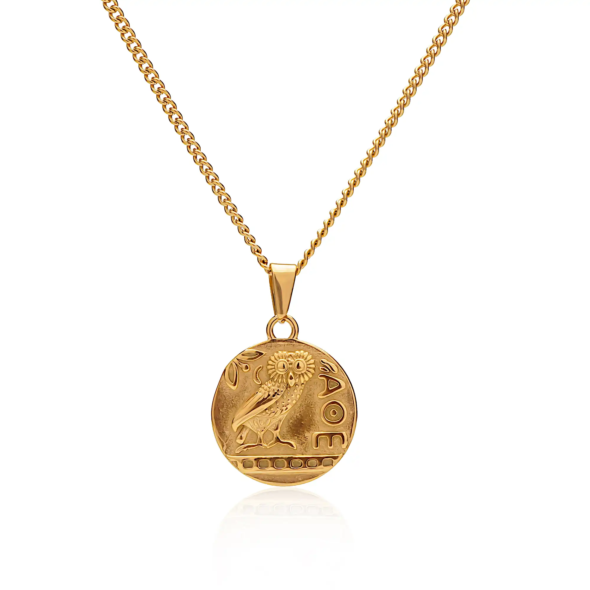 gold athena owl pendant