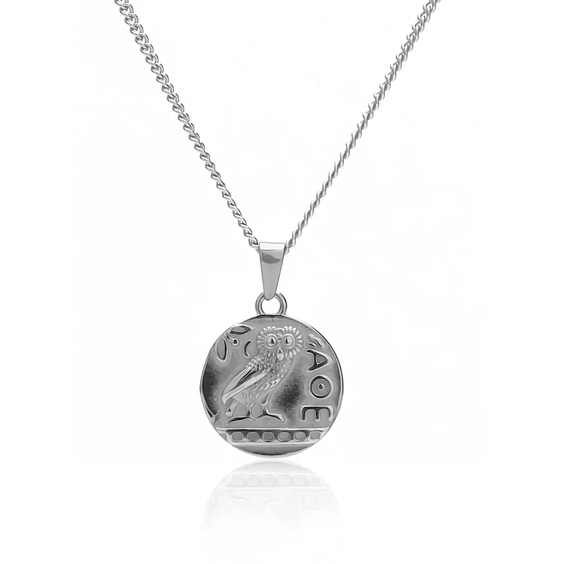 silver athena owl pendant
