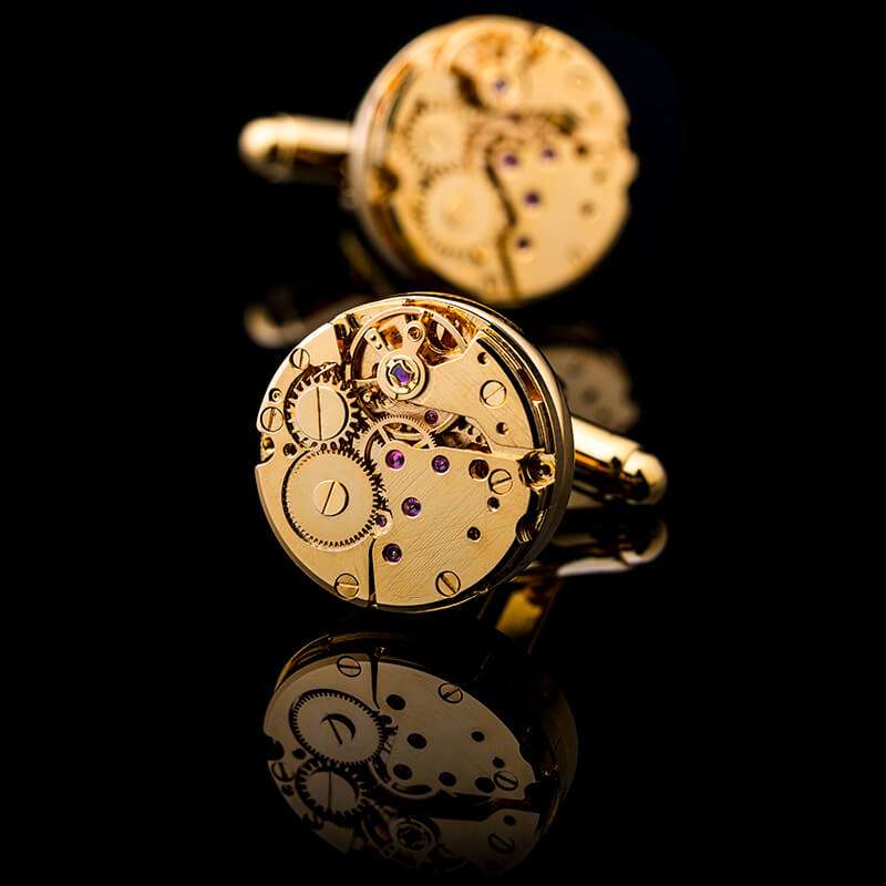 gold mechanical cufflinks