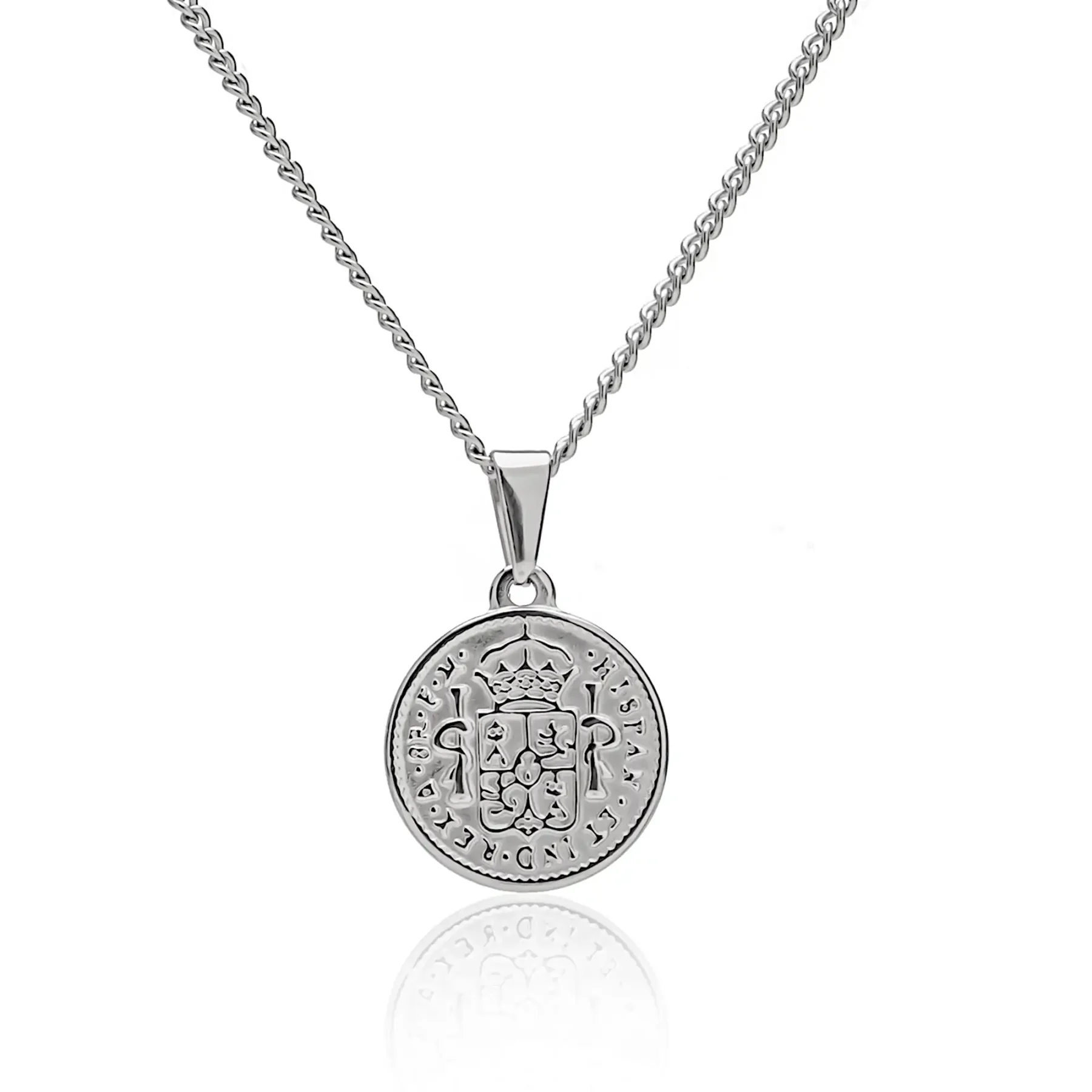 silver spanish coin necklace