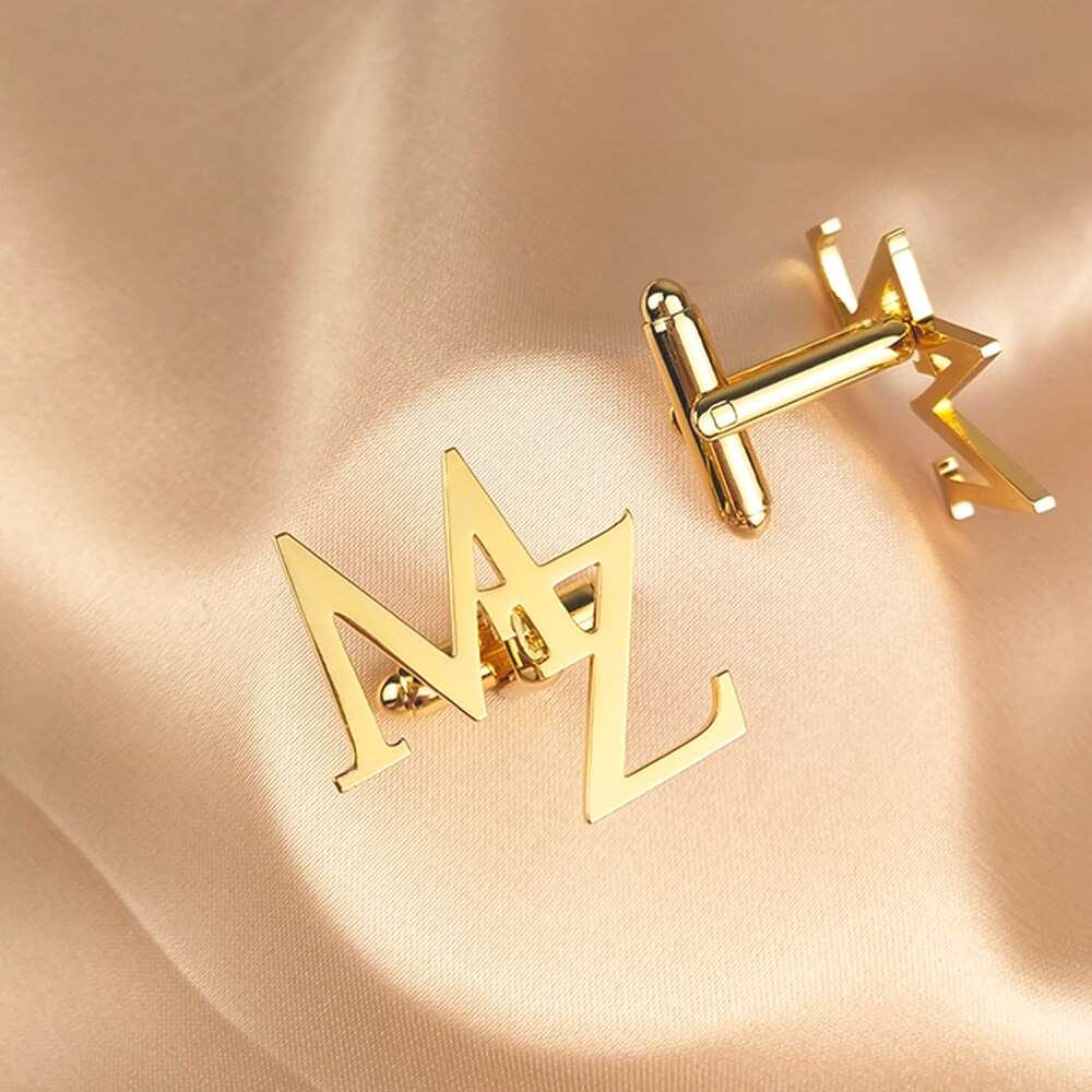 gold initial cufflinks