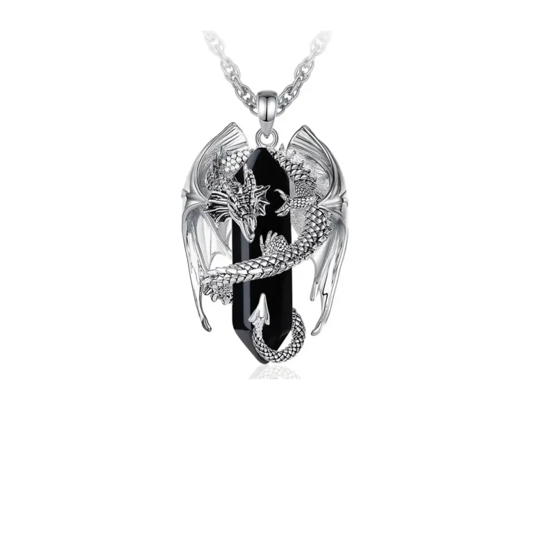 Onyx Dragon Necklace Silver