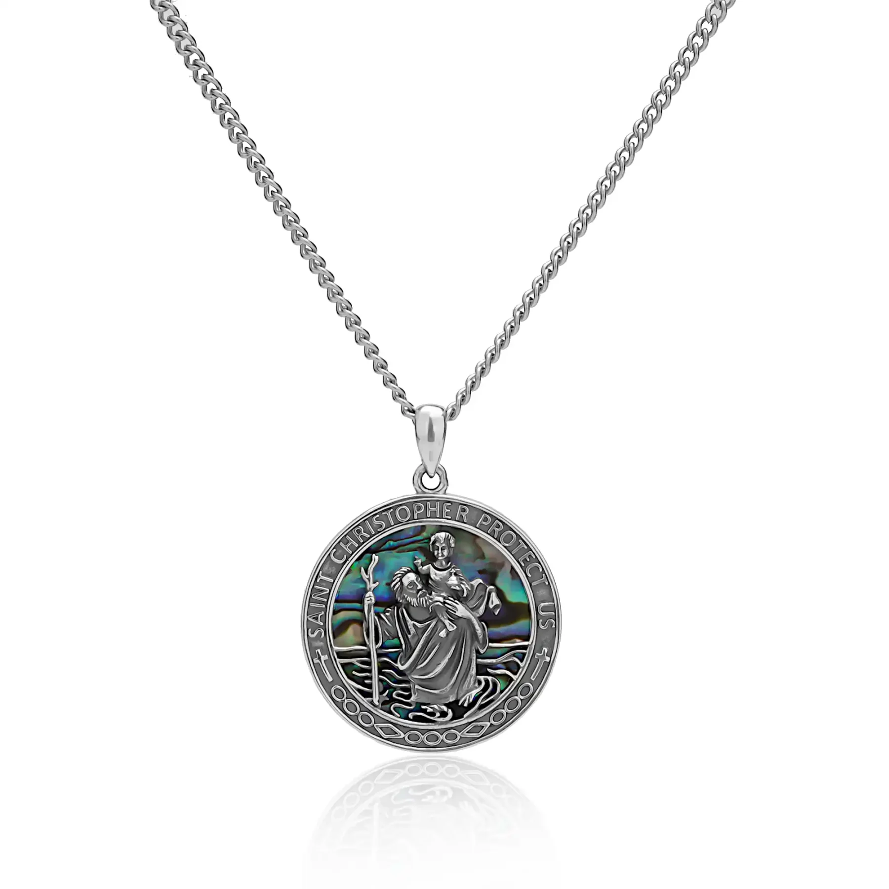 silver st Christopher necklace
