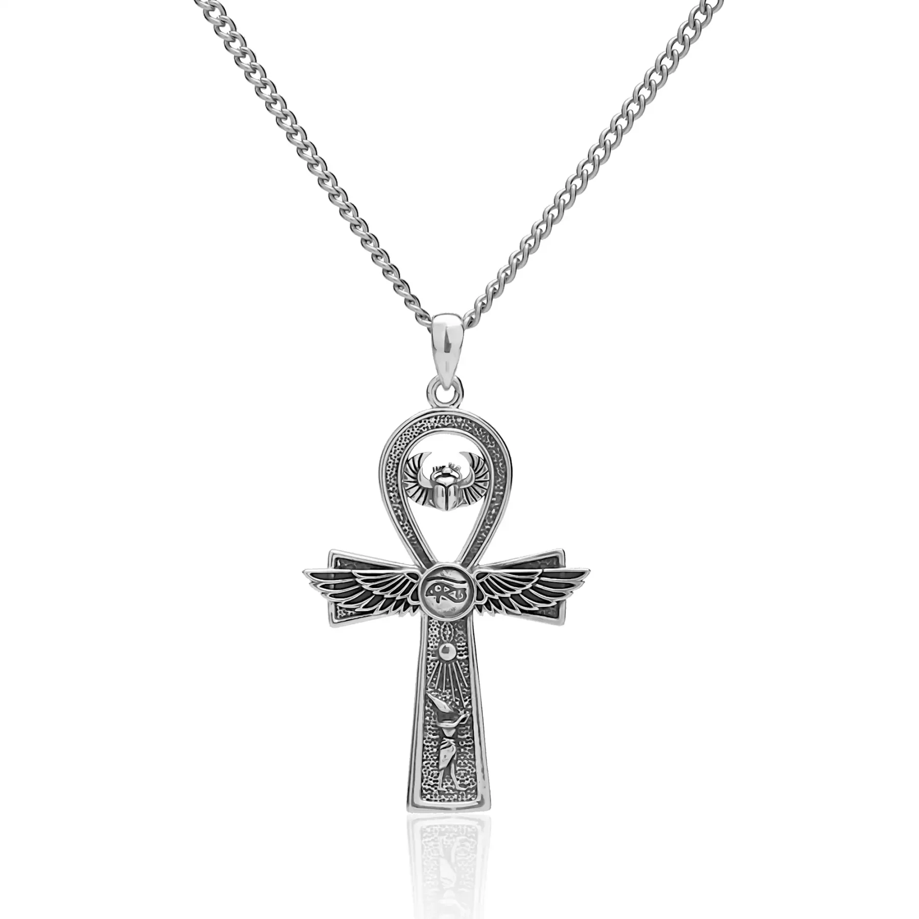 silver ankh cross pendant