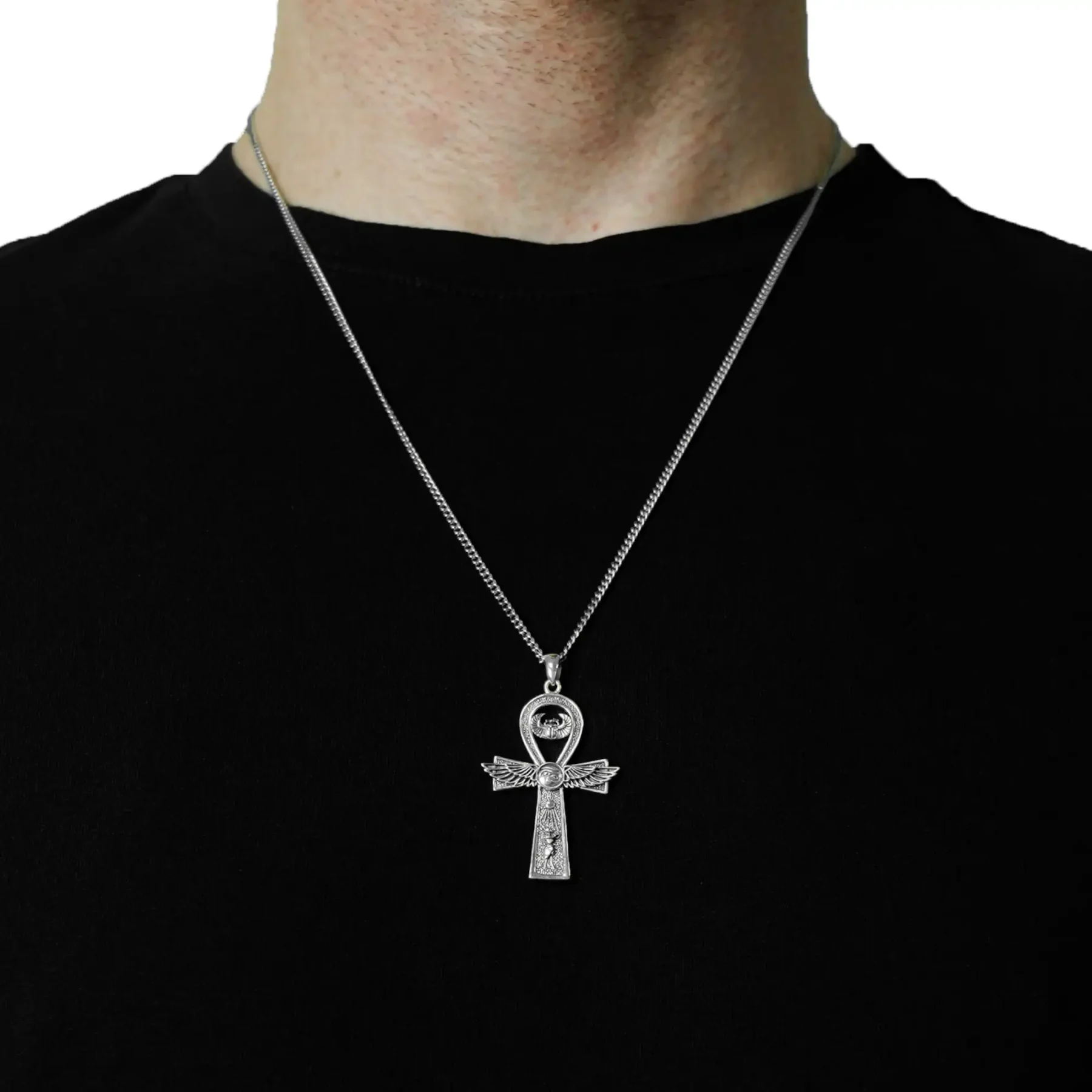 Silver Ankh Cross Symbol Necklace