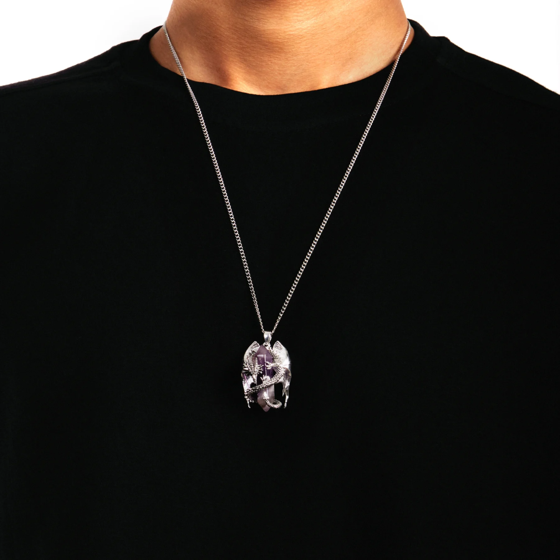 amethyst dragon pendant necklace