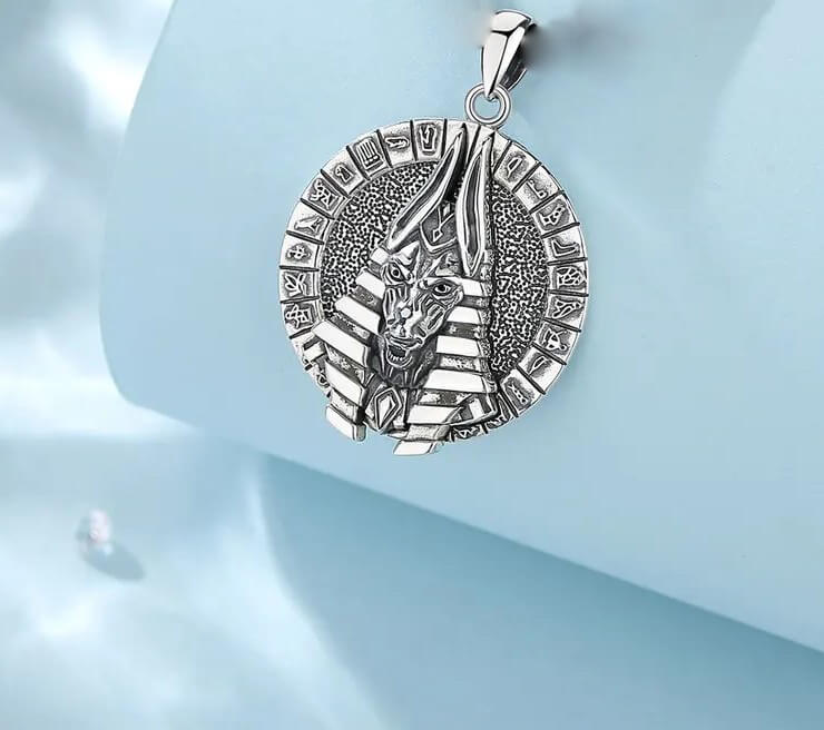 silver anubis pendant