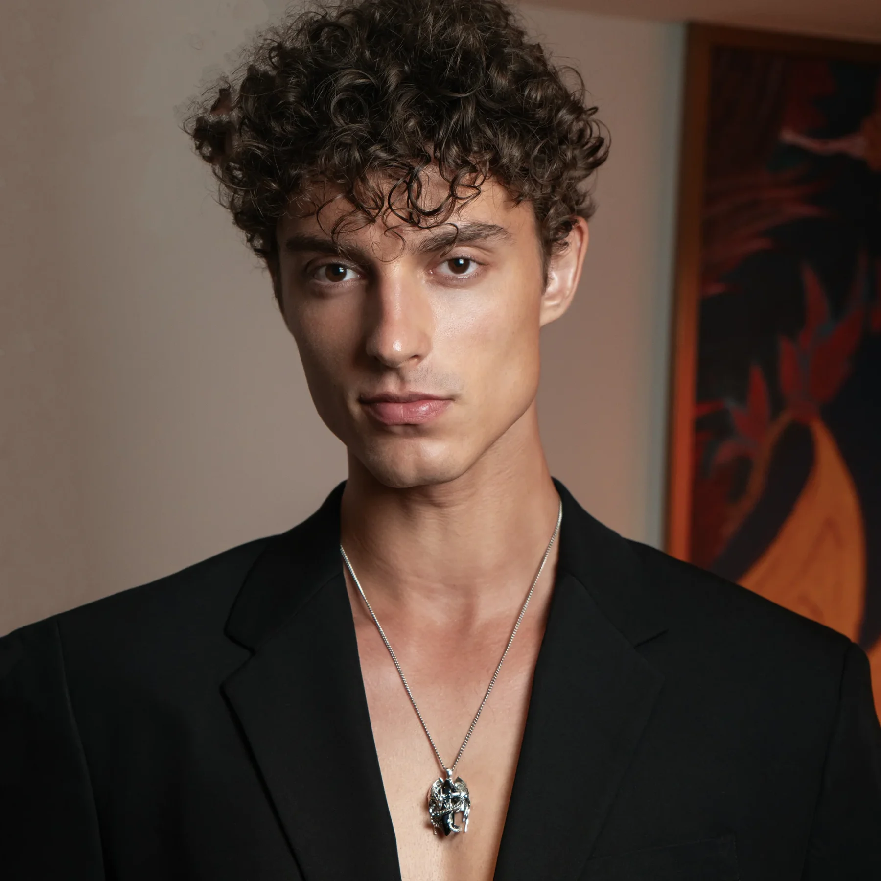 mens silver dragon pendant