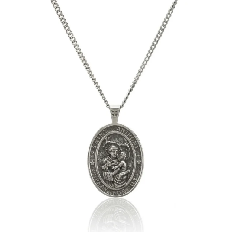 silver st anthony pendant necklace