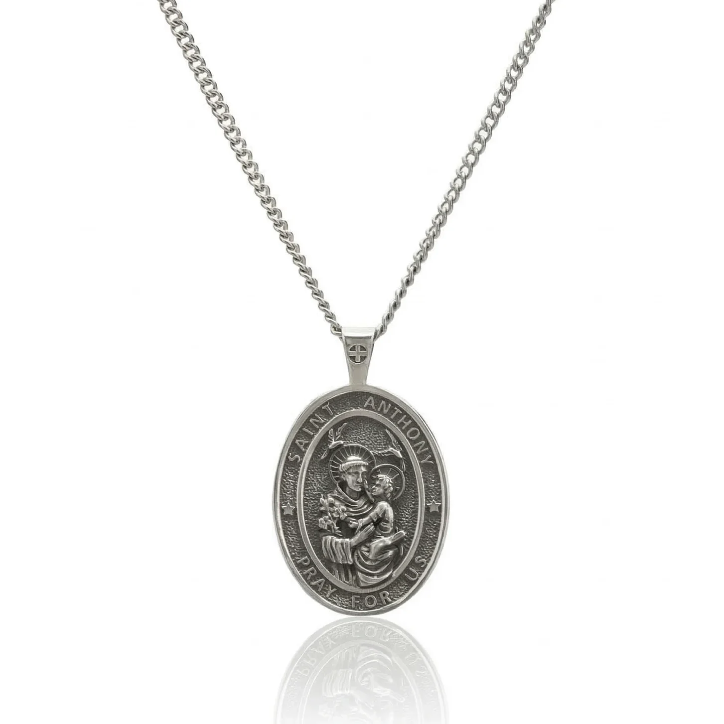 silver st anthony pendant necklace
