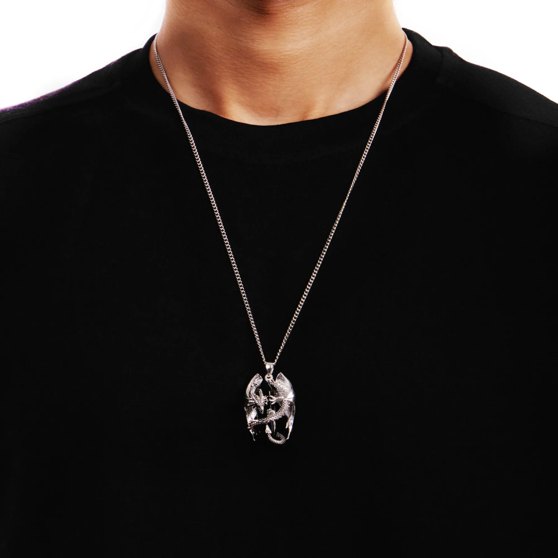 silver dragon pendant necklace