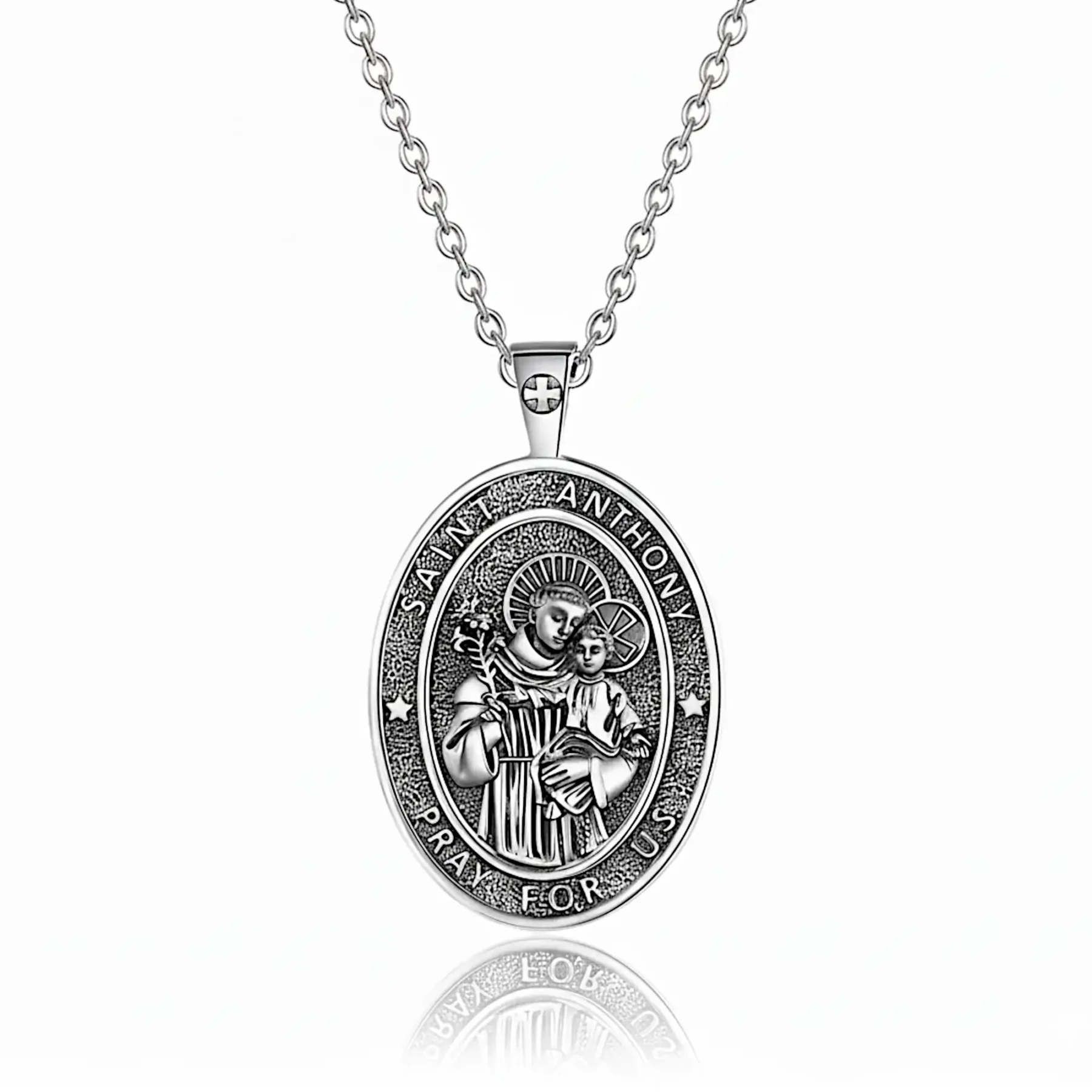 silver st anthony pendant necklace