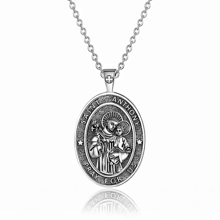 silver st anthony pendant necklace