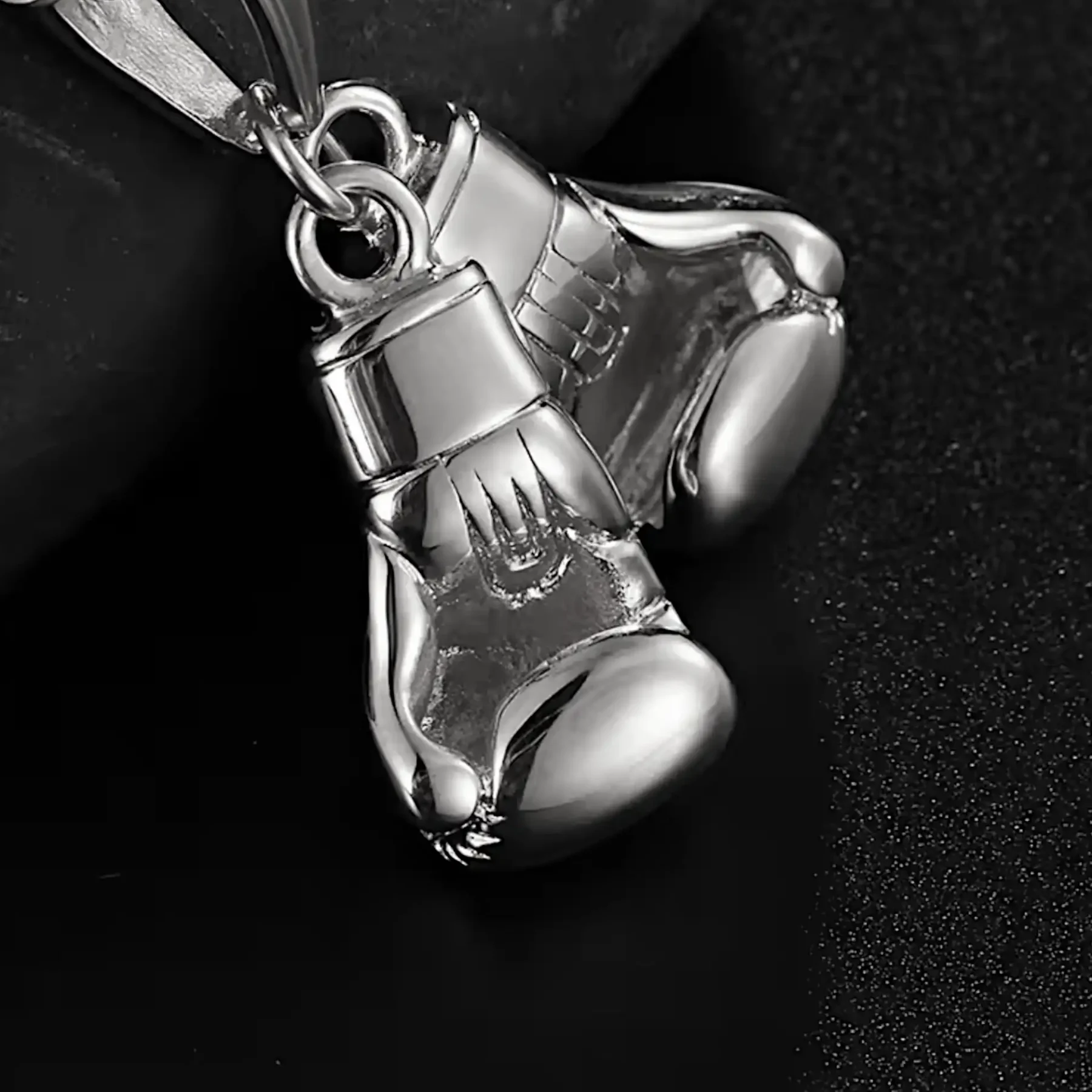 Boxing Gloves Necklace Silver