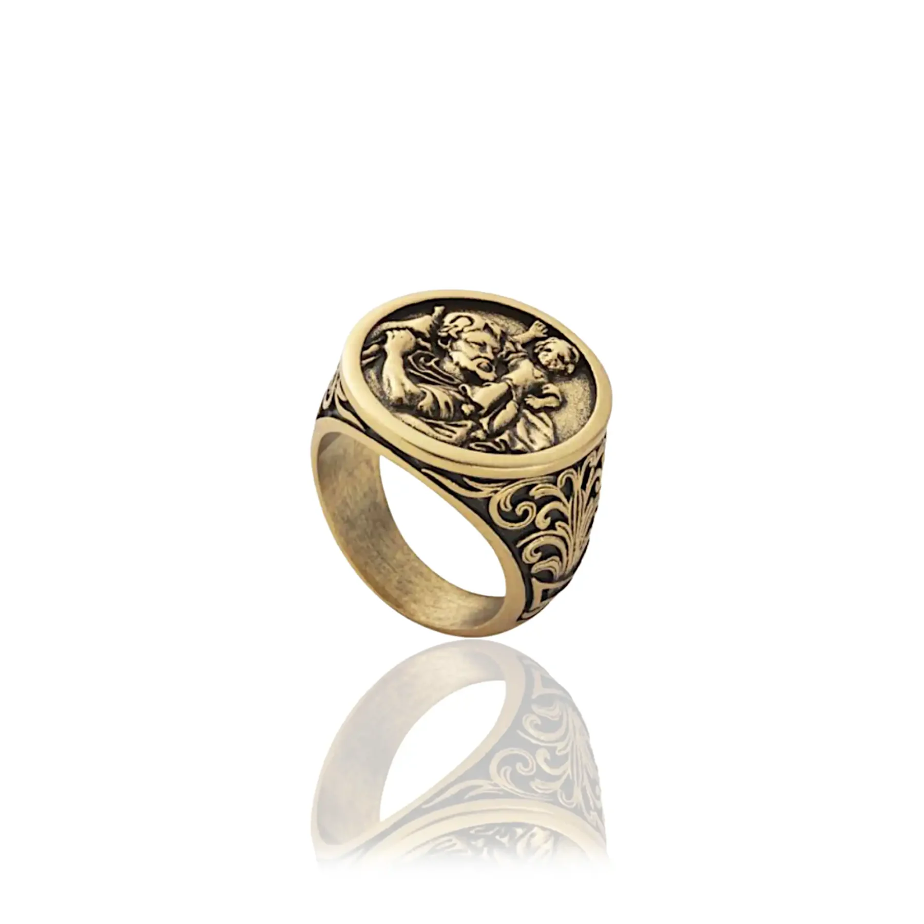 Gold St Christopher Ring