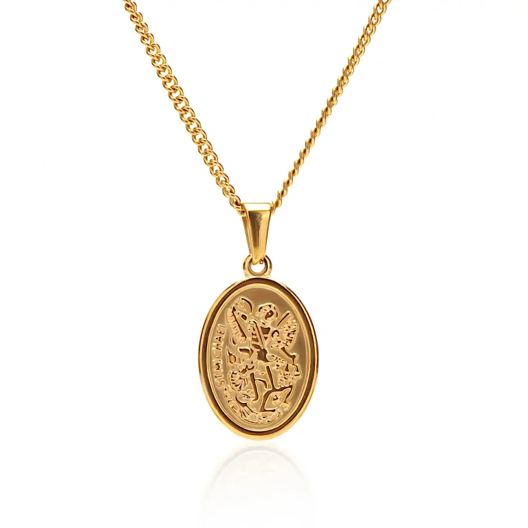 Gold St Michael Necklace oval