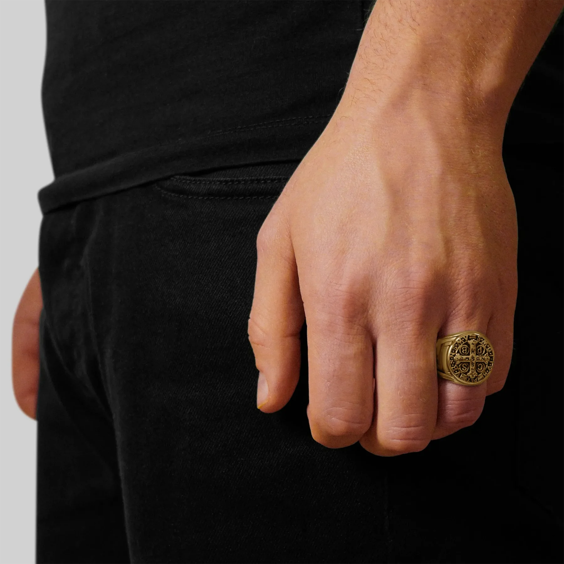gold saint benedict ring
