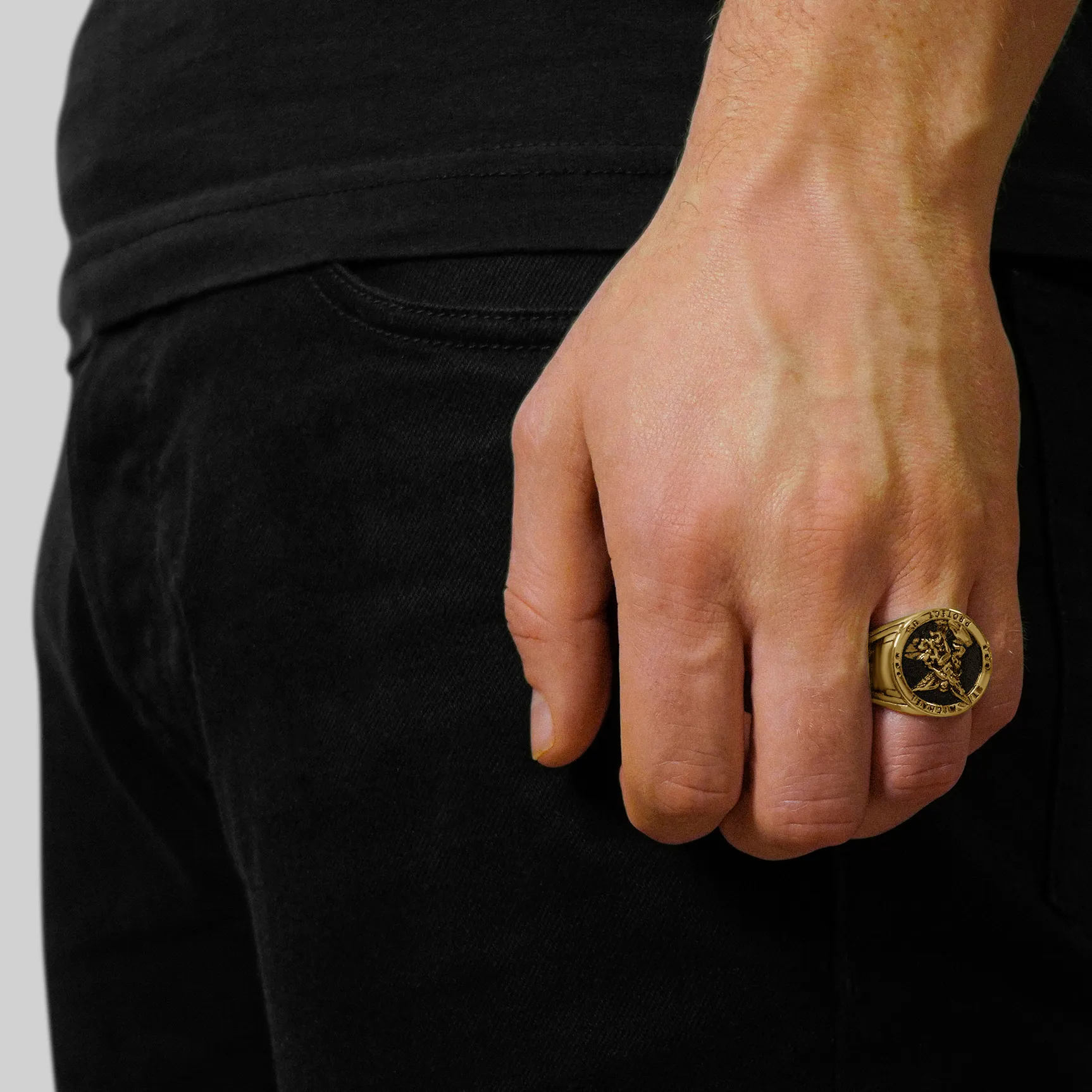 gold st michael ring