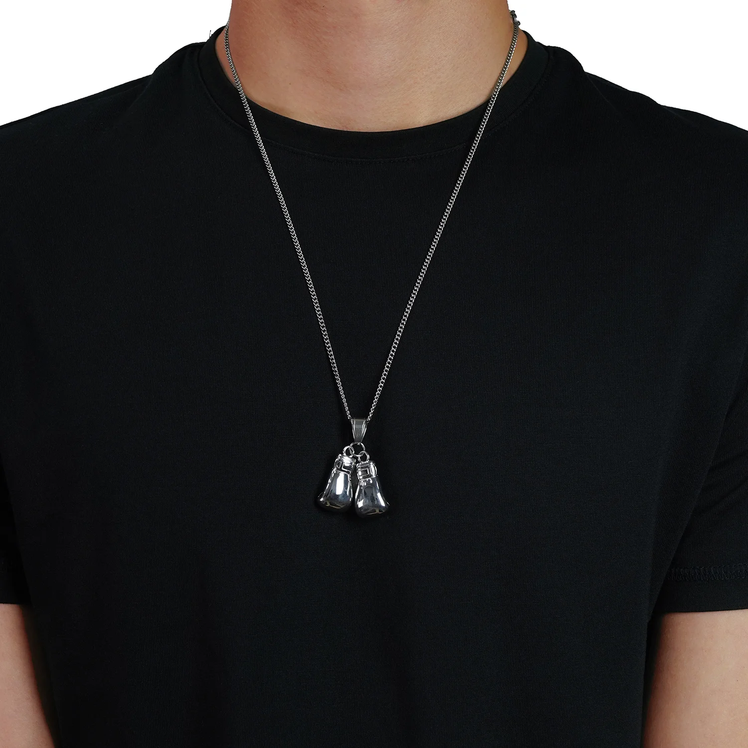silver boxing gloves necklace