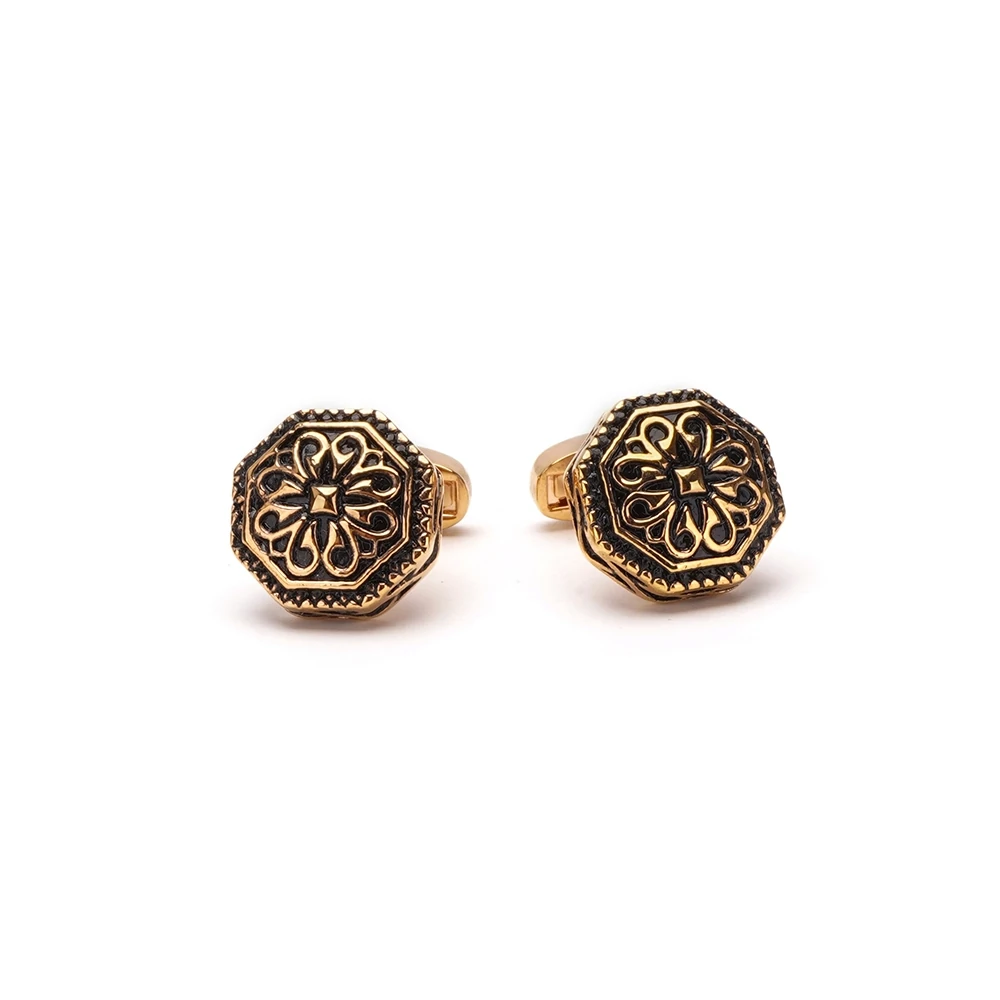 Polygonal Gold Vintage Retro Cufflinks