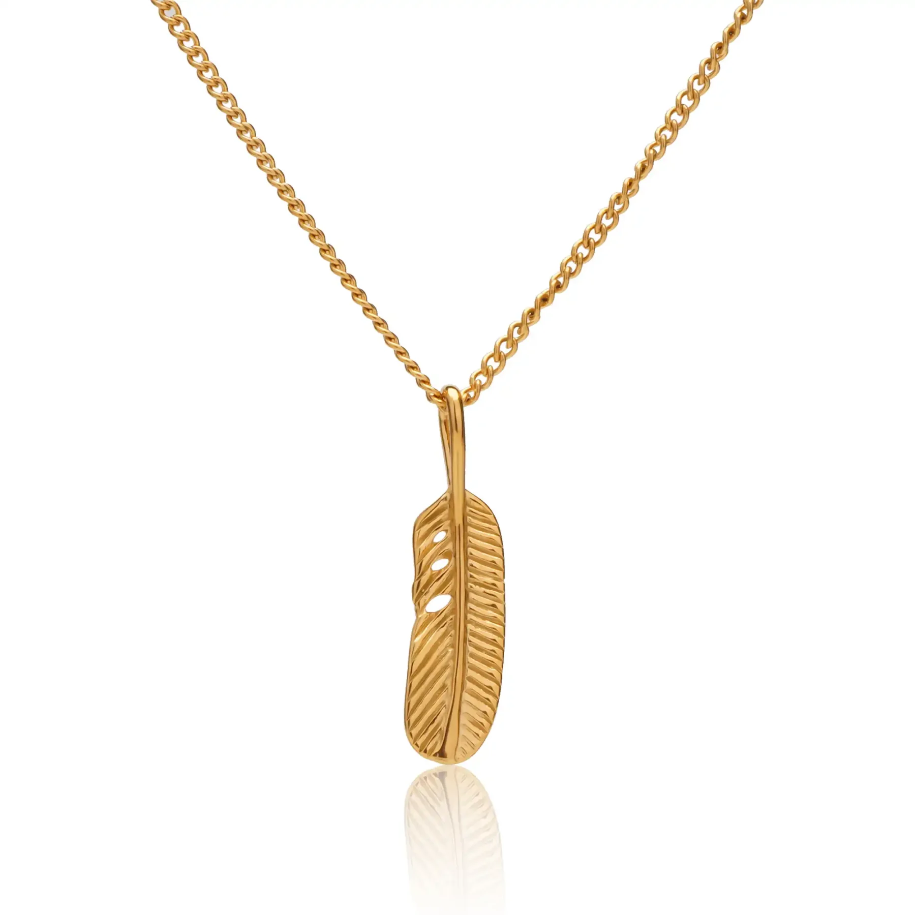gold feather pendant necklace