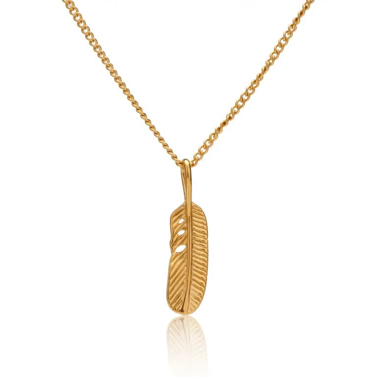 gold feather pendant necklace