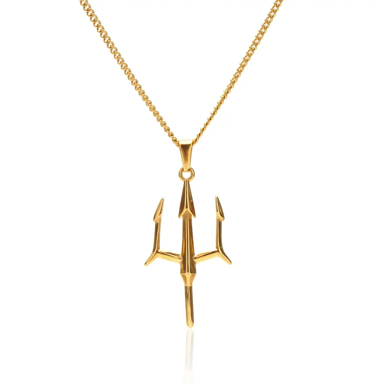 Poseidon’s Gold Trident Pendant Chain