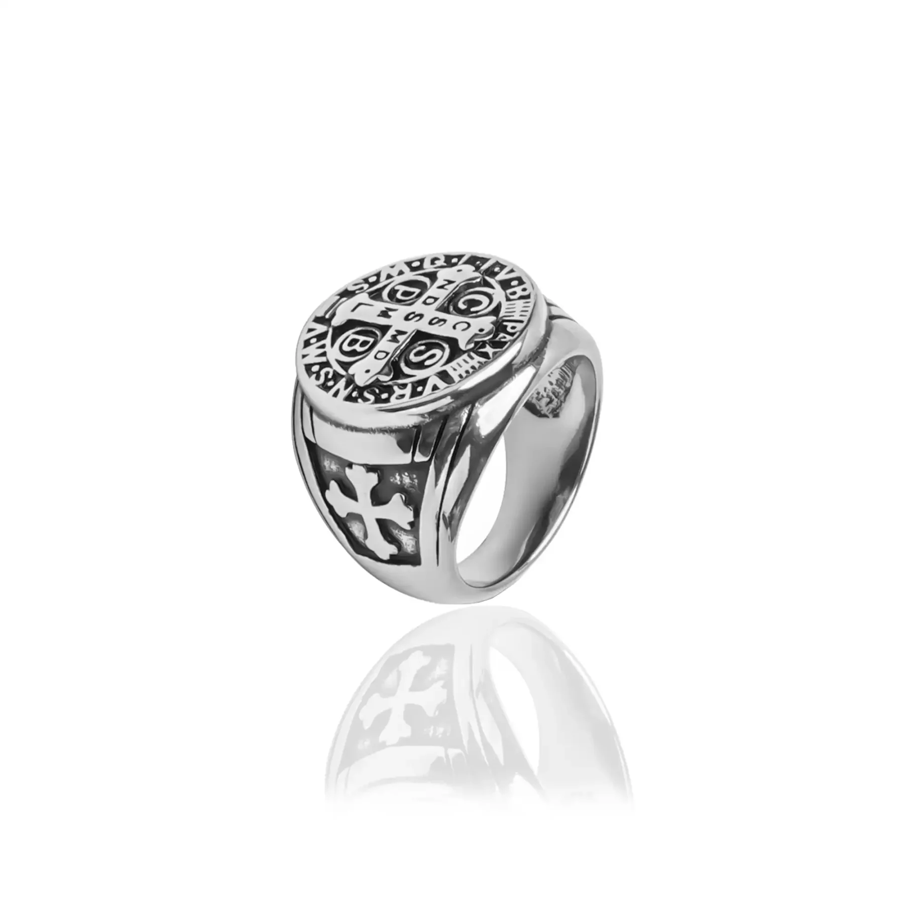 Silver St Benedict Ring S