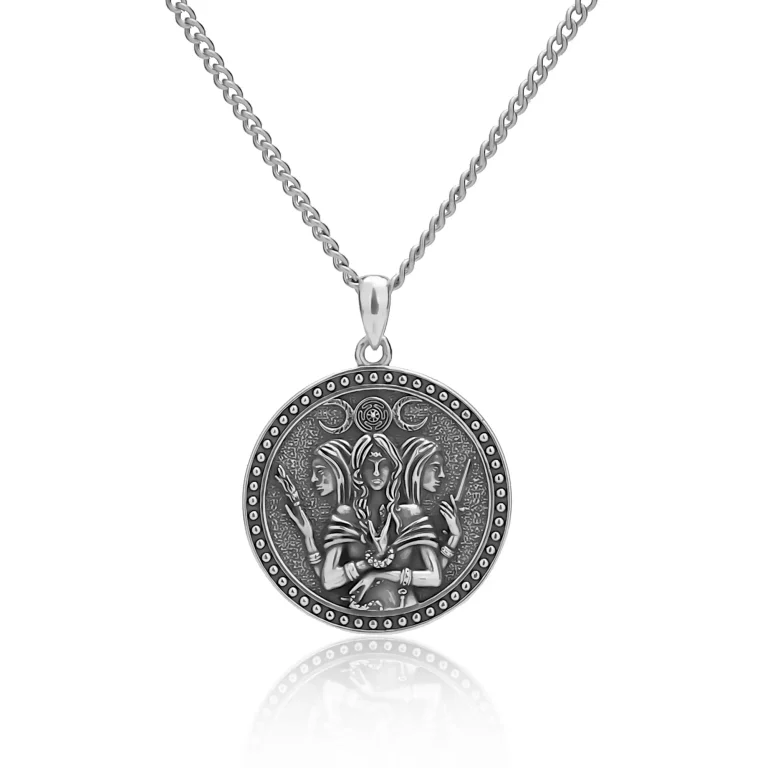 triple moon goddess necklace silver