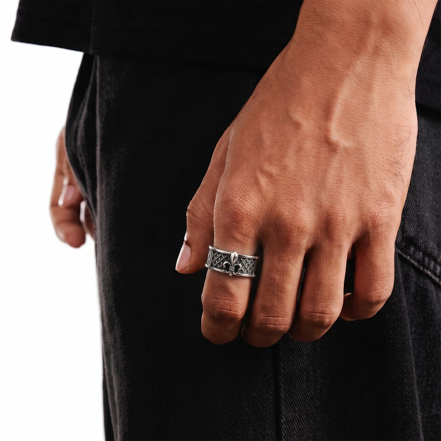 mens silver fleur de lis ring