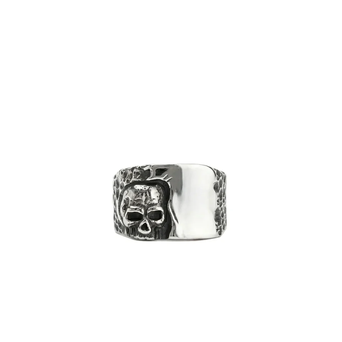 silver skull ring for men