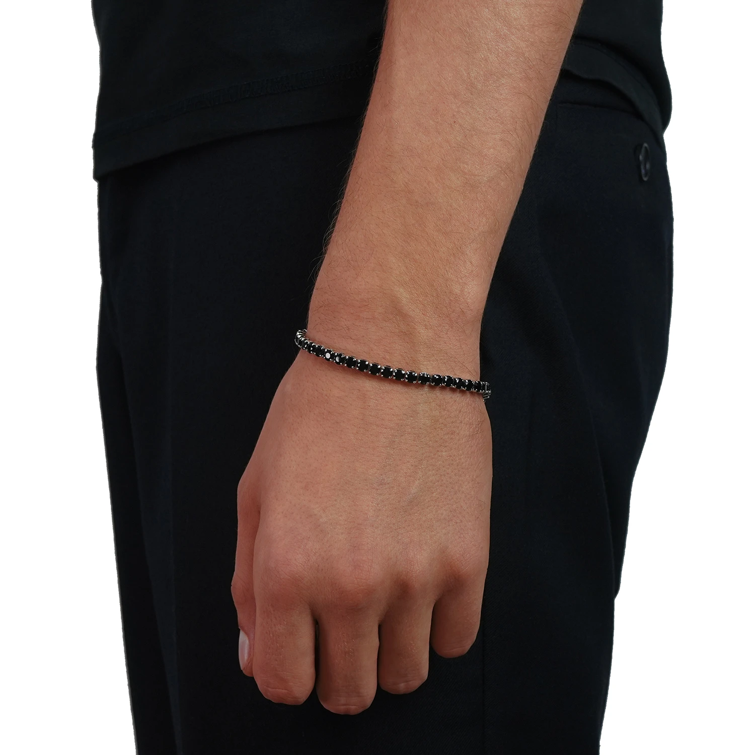 black tennis bracelet for men