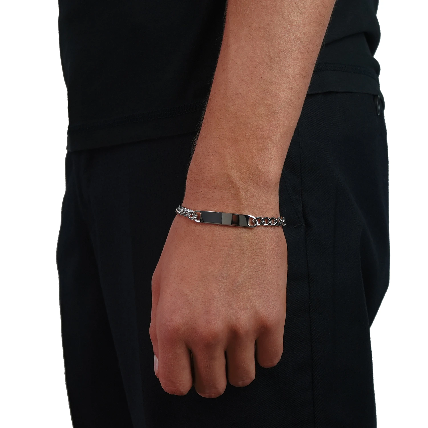 silver bar bracelet for men