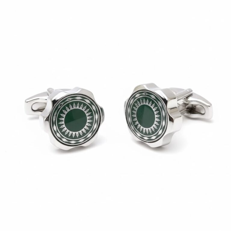 silver green cufflinks