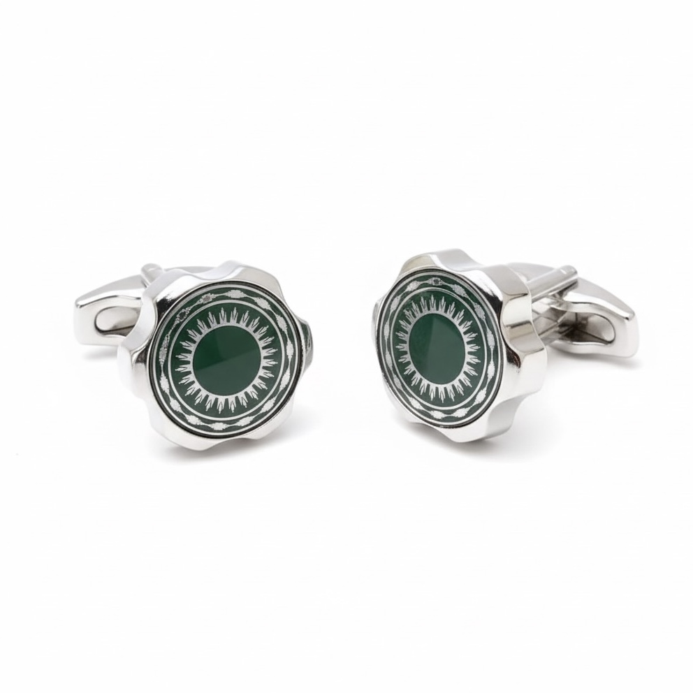 silver green cufflinks
