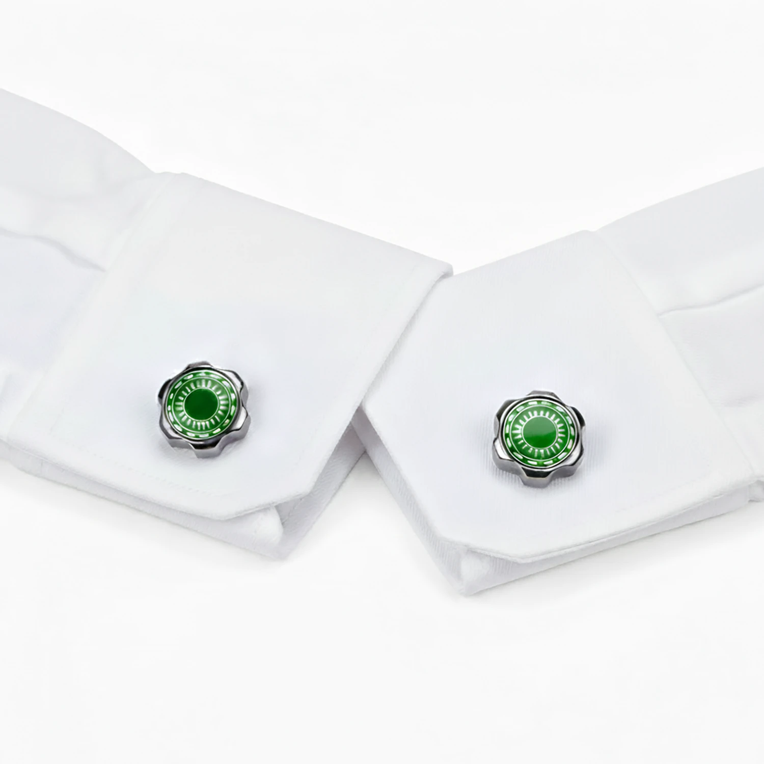 silver green cufflinks
