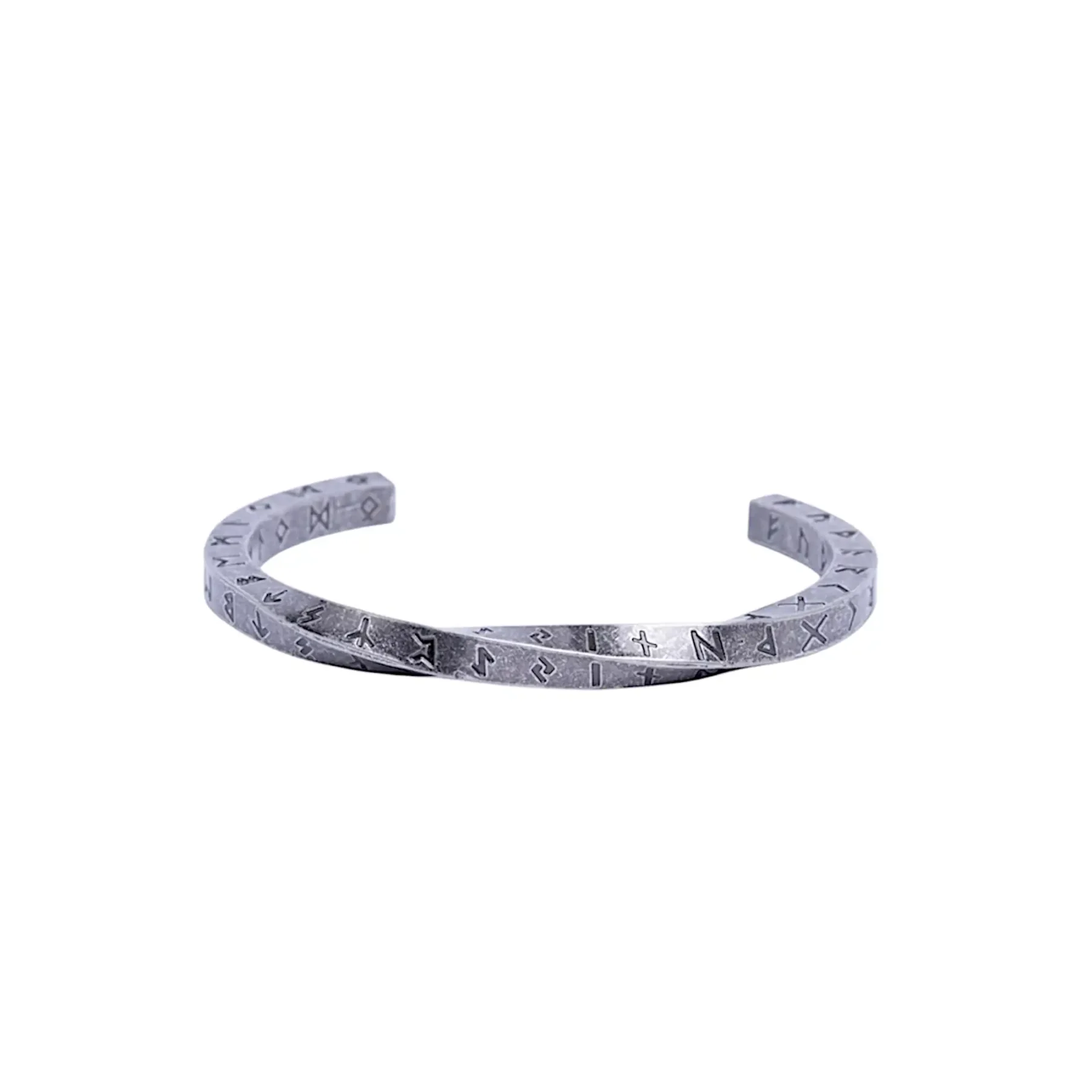 silver viking bracelet with nordic engravings