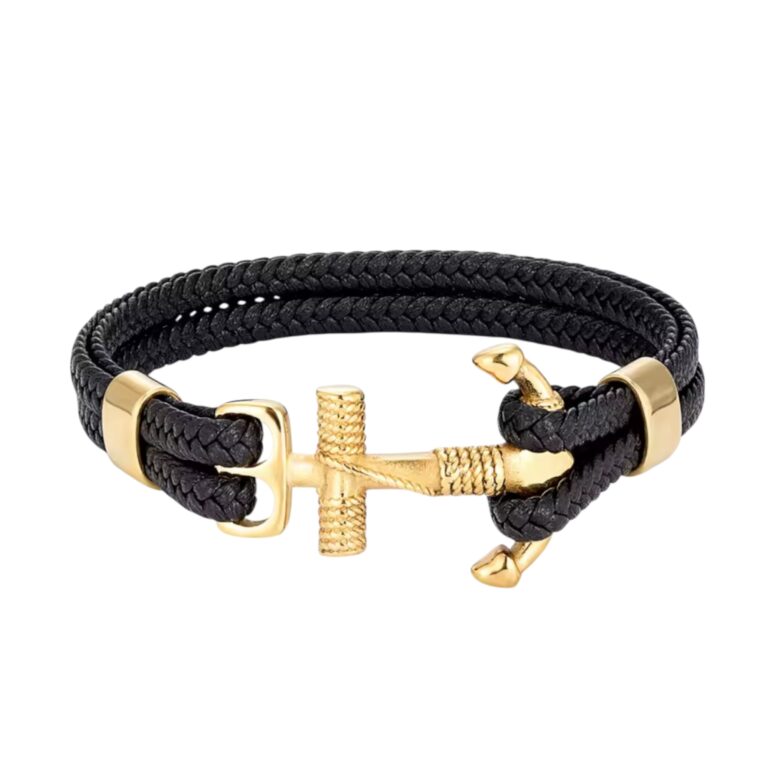 black gold anchor bracelet