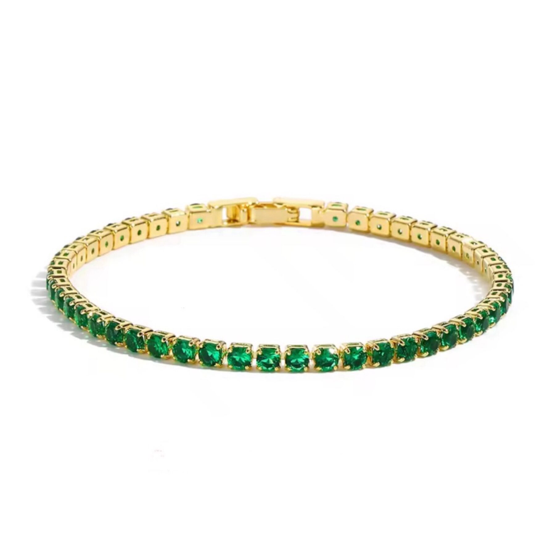 gold green tennis bracelet for men