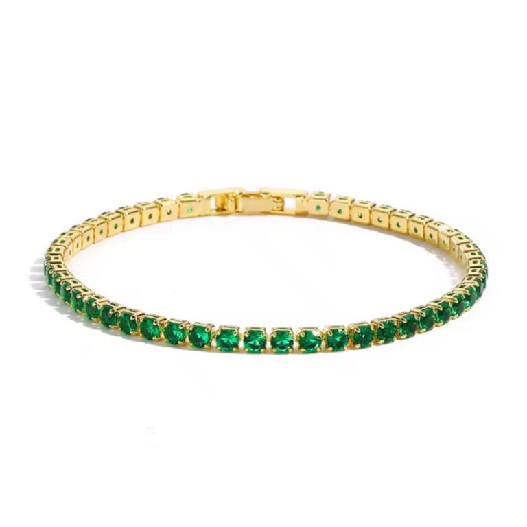 gold green tennis bracelet for men