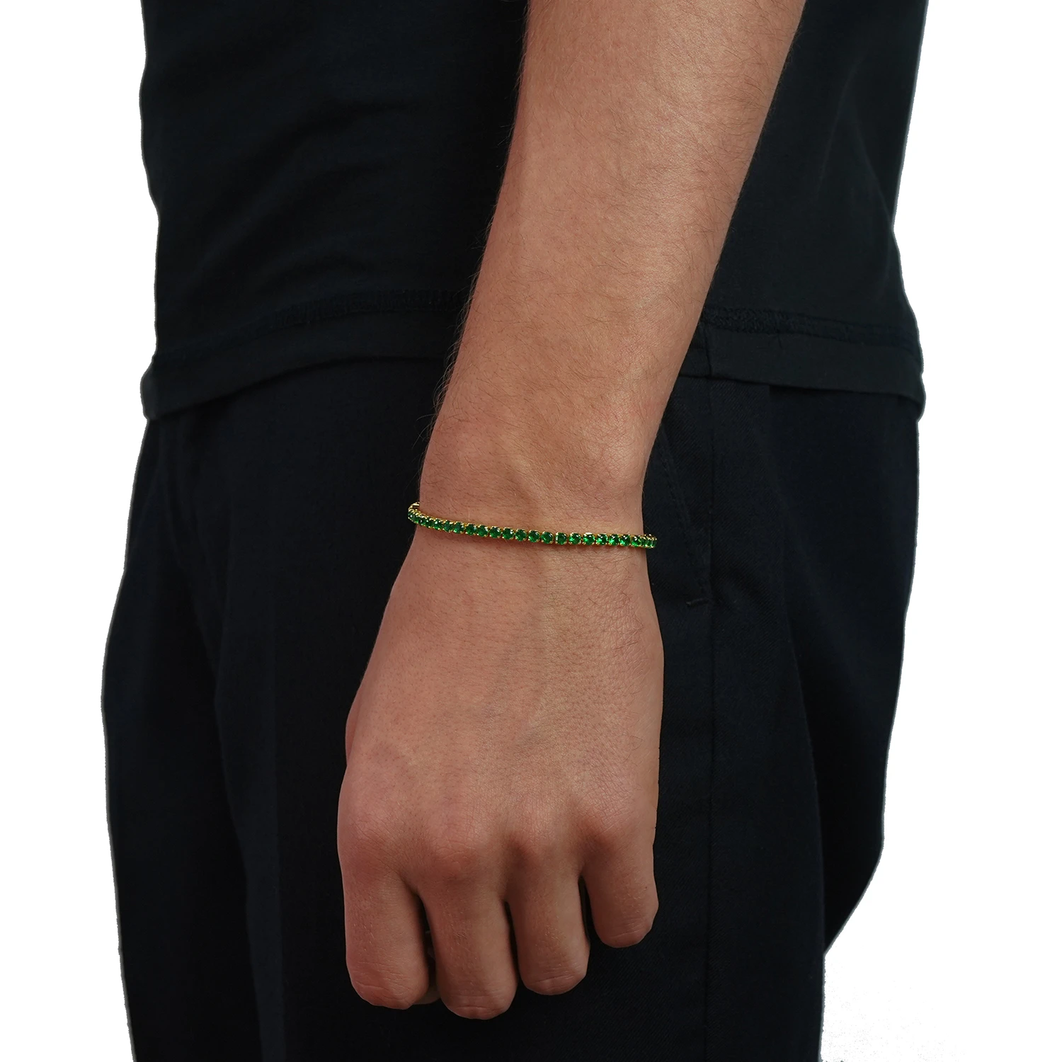 gold green tennis bracelet