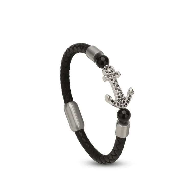 silver anchor bracelet for men