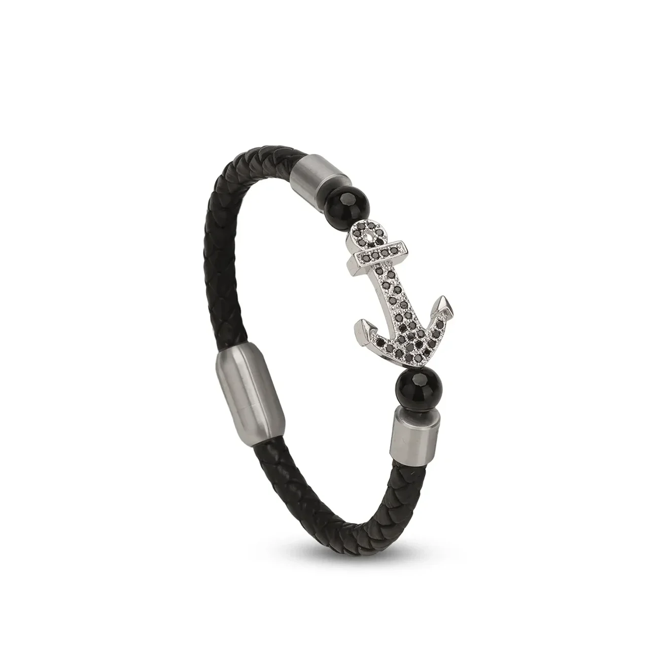 silver anchor bracelet for men