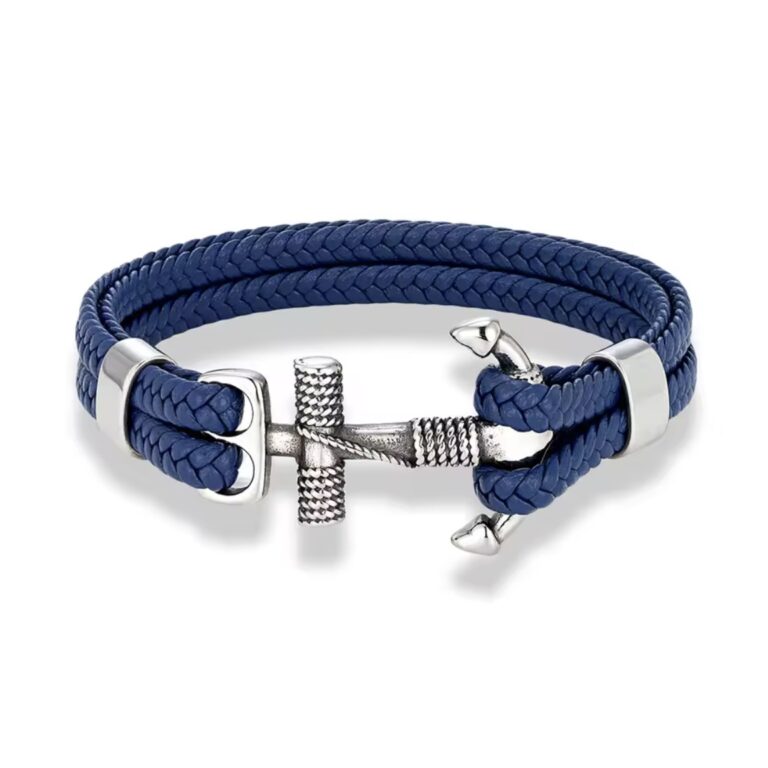 blue silver anchor bracelet