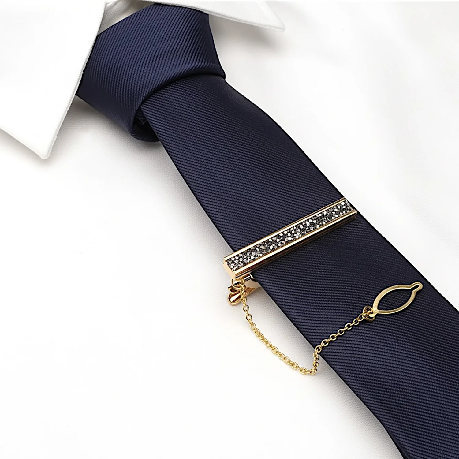 gold black tie clip