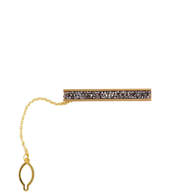 gold crystal tie clip